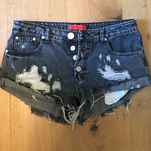 Signature8 Black Destroyed Denim Shorts